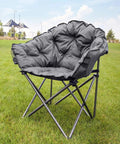 Comfy Outdoor Folding Lounge Chair With Padded Cushion, Portable Patio Lounger, 375 Lb Capacity, Steel Frame on Grass