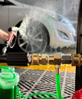 Downstream Injector For Pressure Washer With 3/8 Inch Quick Connect And 10 Ft Siphon Hose in use cleaning a car