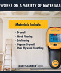 MultiScanner A200 Electronic Wall Scanner Stud Finder And Metal Detector With Live AC Wire Detection displayed next to ladder