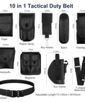 10 In 1 Black Tactical Duty Belt Set With Holster And Pouches For Men And Women Law Enforcement Cosplay Costume Hunting Game
