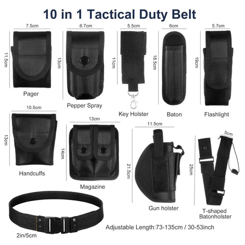 10 In 1 Black Tactical Duty Belt Set With Holster And Pouches For Men And Women Law Enforcement Cosplay Costume Hunting Game