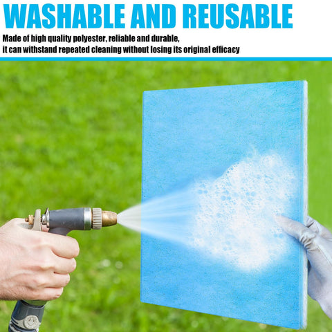 12 X 120 Inch MERV 6 Reusable Air Vent Filter being washed with water to show durability and reusability in outdoor setting