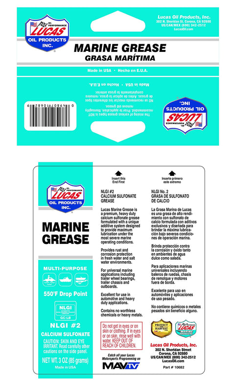 Lucas Oil Marine Grease 3 oz combo pack front and back packaging