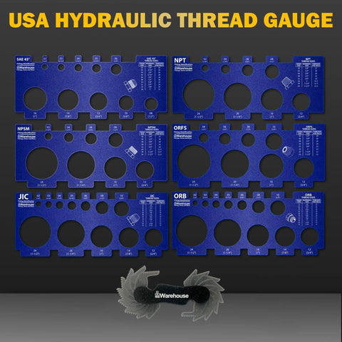 Pro Grade Thread Identification Kit With Pitch Gauge And Fitting Cards, Six Measurement Cards For NPT NPSM ORFS JIC ORB SAE 45 Fittings, Includes TPI Imperial Scale.