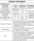 Product Test Report for Heavy Duty Silver Duct Tape, Model DT9, detailing test items, specifications, and storage instructions.