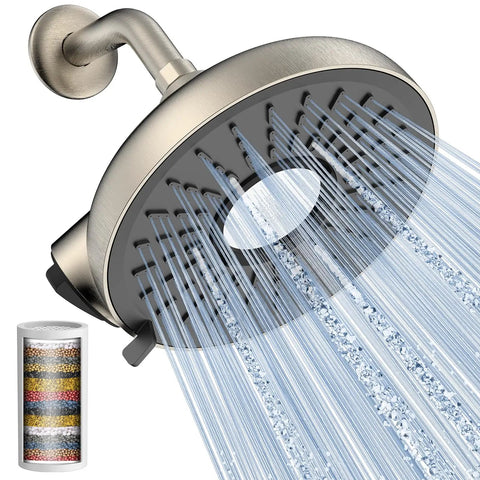 Chrome Fixed Showerhead With 135 Self Cleaning Silicone Nozzles, 1.75 GPM Flow, 360 Degree Rotation, Easy Clean Design