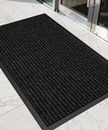 Non Slip Waterproof Floor Mat 35x24 Inches For High Traffic Front Door Entryway Indoor Outdoor Rug Low Profile Durable Black Easy Clean Heavy Duty