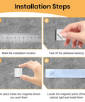 Installation steps for 12 Pack Under Cabinet Light Metal Adhesive Strips For Magnetic LED Lights Mounting Replacement Iron Plates.