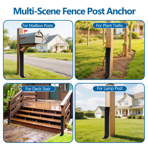 Fence Post Repair Kit With Ground Spike Anchors Heavy Duty Leaning Fence Stabilizer Metal Bracket For Wood Fences Garden Mailbox And Pergola 2 Pack Easy No Dig Quick Fix To Rebuild A Wobbly Fence