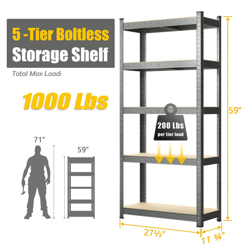 Four Heavy Duty Five Tier Storage Shelves 28 By 12 By 59 Inches Built Rock Solid Utility Rack Organizer For Garage Or Basement Gets The Job Done With Hammer Finish Steel Frame