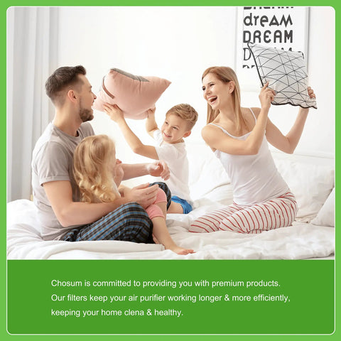 Family enjoying fresh air in bedroom using F1 Replacement Filter For Filtrete C01 T02 with allergen reduction and odor removal