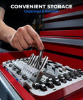 Heavy Duty 81-Piece Tap And Die Set For Metric And Sae Threads Made Of Premium GCr15 Tool Steel To Repair Damaged Screws Fast Without Hassle, stored in case