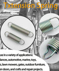 Four zinc-plated extension springs with single-loop hooks, made of spring steel, in two lengths: 2-1/2 in and 3-1/4 in