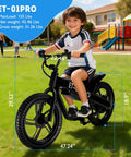 Kids Electric Bike With 350W Motor, 15.5 MPH Top Speed, 36V 5.2Ah Battery, 10 Mile Range, 16 Inch Pneumatic Tires, Dual Braking, For Ages Six And Up, Rugged Off Road Electric Bicycle, black