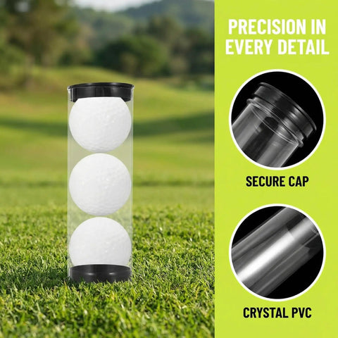 Clear Golf Ball Display Tubes With Caps, See Through PVC Ball Holders For Collectors To Show Off, 3-Ball Capacity