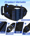Easy Grab Gait Belt For Seniors With Handles showing adjustable belt, seven sponge handles, quick-release latch in blue