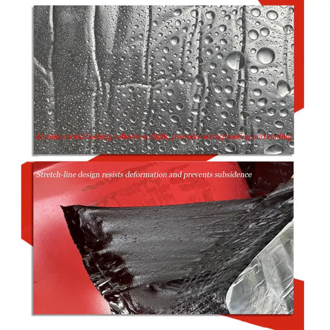 Heavy Duty Asphalt Roof Shingles Repair Tape and Self Adhesive Bitumen Membrane showing waterproof seal with aluminum foil backing.