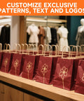 Custom Printed Kraft Paper Bags With Logo For Small Biz 5.8 By 3.2 By 8.25 Inch Brown White Tote Bags With Handles Personalize Gift Bags