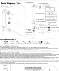 Parts diagram for Vintage Claw Foot Tub Drain Kit With Lift And Turn Stopper, Solid Brass Build, 1-1/2 Inch Overflow Assembly.