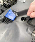 Made In USA Pro Grade Hex Key Set Seven Piece Metric Allen Wrench Kit 1.5 2 2.5 3 4 5 6 Mm Short Series Built For Tough Jobs And Everyday Use Ideal For Automotive Bicycle Cabinet And Machinery Work And Great For Home Repairs And DIY Projects. metric hex key set with blue holder on engine cover