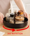 Non Slip Rotating Lazy Susan Turntable 360 Degree Swivel With Grippy Textured Surface Black 10 Inch with spices