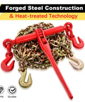 Heavy Duty Chain Binder Grade 70 Ratchet Load Binder For Five Sixteenths To Three Eighths Inch Chains with red ratchet and hooks