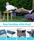 Person relaxing on 2 In 1 Reclining Camping Chair With Footrest And Adjustable Backrest Four Positions Lightweight Heavy Duty