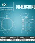 Plug And Play 115 Volt Submersible Centrifugal Pump Resists Mild Acid And Alkali Flow Delivers Heavy Duty 210 Gph Volume dimensions on a technical drawing.