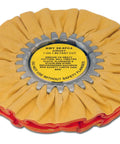Airway Buffing Wheels For Industrial Polishers, Big Rigs And Lifted Trucks, Made In The USA, Yellow And Orange Cloth, 8 Inch Diameter, 5/8 Inch Arbor, Mill Treated Cloth For Aluminum And Stainless, High Bias Heavy Ply For Tough Shines