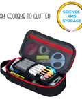 Large Pencil Case With Big Capacity Aesthetic Pen Pouch For Office Organizer Minimalist Portable Stationery Bag With Handle Black Durable Pencil Storage open with contents