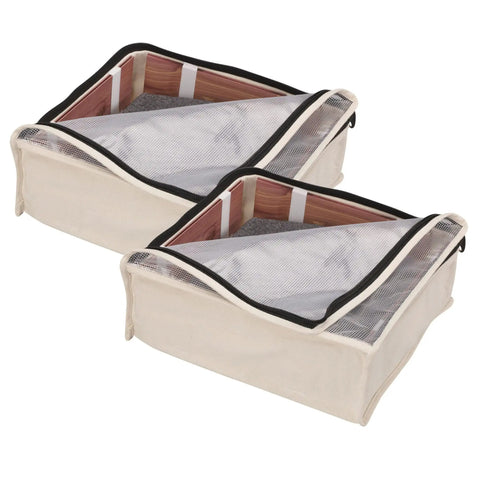 Under Bed Sweater Storage Bags 2 Pack Made From Breathable Cotton Canvas With Zippers And Clear Top Window For Quick Visuals