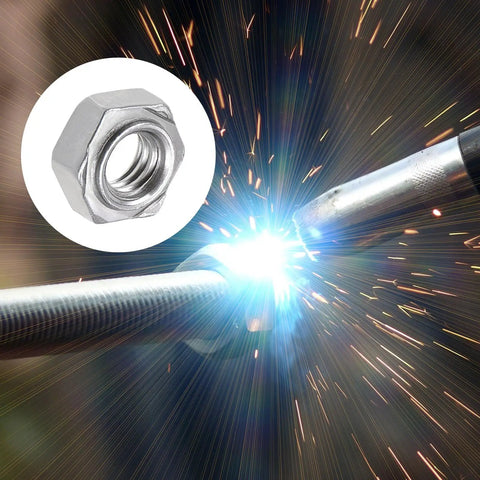 Built Legit 20 Pack Hex Weld Nuts 5/16-18 Thread High Strength Carbon Steel Fasteners in action welding to metal.