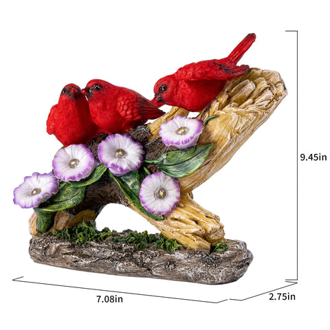 Cardinal Garden Statue With Solar Lights Outdoor Memorial Figurine Waterproof LED Cardinal Light Garden Decor Gift For Yard Lawn Patio