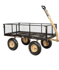 Beefy Heavy Duty Utility Garden Cart Wagon With Dual Side Dump, 1000 Lb Capacity, All Terrain Steel Flatbed Trailer For Yard