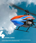 4 Channel RC Helicopter K127 With 6 Axis Gyro flying against blue sky background