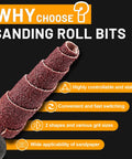 Close-up of sanding roll from the 52Pcs One Quarter Inch Sanding Burr Set With One Quarter Shank For Die Grinder Rotary Tools.