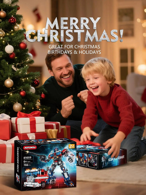 2 In 1 Transform Robot Mech Building Toy Kit For Boys And Adults, Switch Between Battle Ready Robot Warrior And Boss Mode Truck Vehicle, 786 High Quality Bricks For Durable, Creative STEM Play And Epic Battles. Christmas gift box