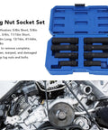 Thin Walled Cr Mo Steel Lug Nut Socket Set With Spline Lug Nut Keys, 8 Pc Wheel Lock Removal Tool Kit in blue case
