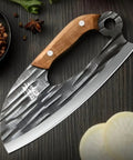Two Piece Meat Cleaver Knife Set For Kitchen And Outdoor Use Heavy Duty Cleavers With wooden handle on cutting board