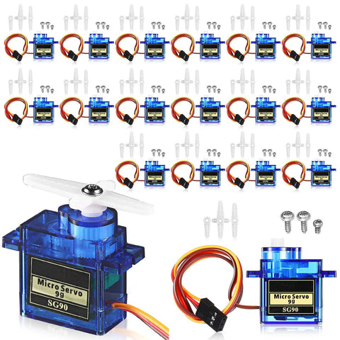 16 Pcs SG90 9G Mini Micro Servo Motors RC Servo Kit For Robot Helicopter Airplane Car Boat Control With Multi Arms And Fixing Screws