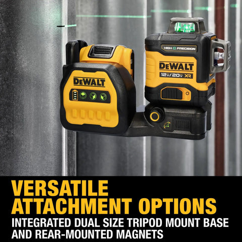 Line Laser Kit For 12V And 20V Max XR Green Three 360 Degree Beams High Precision For Builders On Site, magnetic base