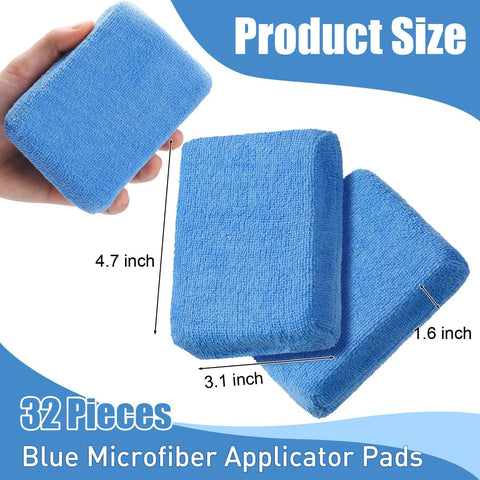 Blue 32 Pack Microfiber Applicator Pads For Car Detailing Soft Foam Buffing Sponges Pro Grade Ideal For Wax Ceramic Coating Polish Reusable Washable Car Care Tools, 4.7 x 3.1 x 1.6 in