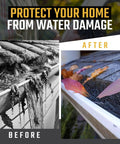 Before and after images showing effectiveness of 4 Pack Downspout Guards For 5 Inch Gutters, 18 Inch Long, Easy Install, No More Gutter Clogs, Keeps Water Flowing Smooth, Debris Blocker For 5 Inch K Style Gutters, Durable Made In USA