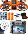 Drone With Built In 4.5 Inch FHD Screen Remote No Phone Needed 2K Dual Cameras 40 Minute Flight Brushless Motors Obstacle Avoidance