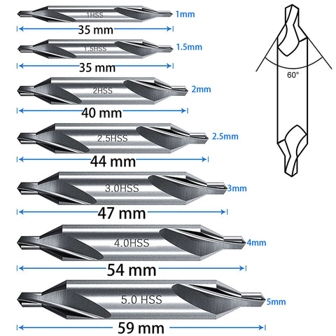 7 Piece Center Drill Bit Set M2 HSS 60 Degree Countersink Tools With Protective Case For Lathe And Metalworking Pro Grade