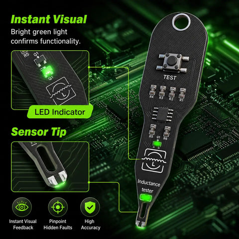 Two Pack Electronic Circuit Board Tester Inductance Detector For Quick Fault Detection With LED Indicators Precise Coil Testing Fault Isolation And Easy Troubleshooting For Techs And Hobbyists on black PCB