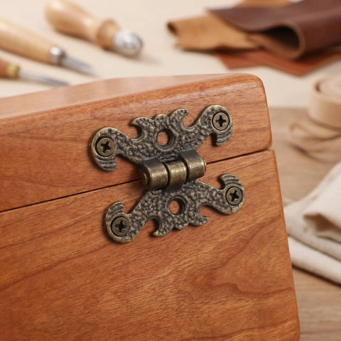 Vintage H Shape Zinc Alloy Hinges For Small Cabinets And Wooden Gift Boxes, Easy No Brainer Install, mounted on wooden box