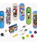 Complete Fingerboard Bonus Pack With Six Real Graphic Mini Skateboards, Customizable Set with wheels, stickers, and tool