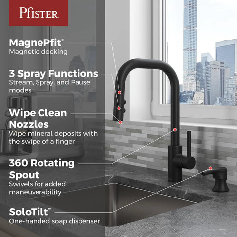 Zanna Kitchen Faucet With Pull Down Sprayer And Soap Dispenser Single Handle High Arc Spot Defense Stainless Steel Finish