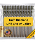 1mm Diamond Drill Bit Set With Collet 20Piece Pro Grade Glass Stone Seashells And Gemstones Drill Bits For Dremel Rotary